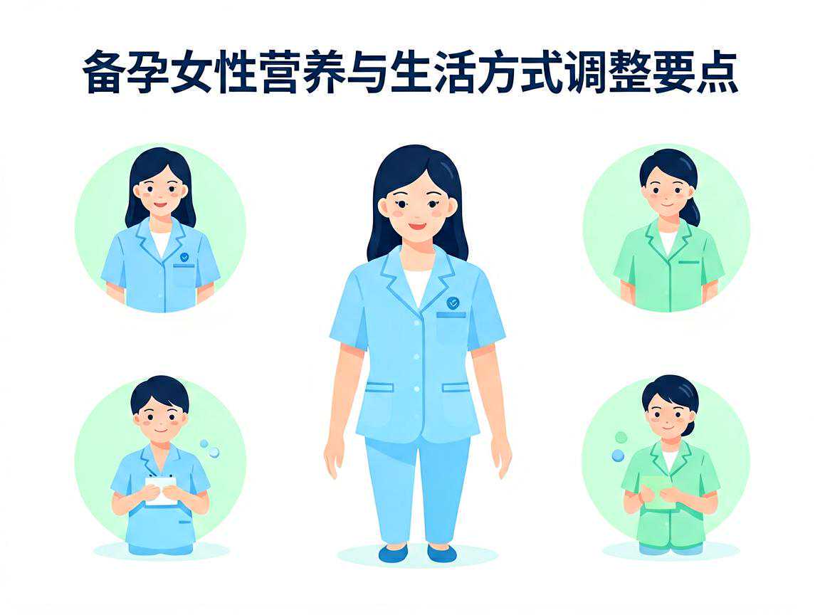 备孕女性营养与生活方式调整要点示意图