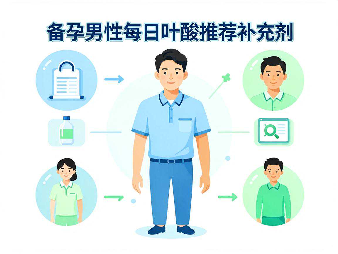 备孕男性每日叶酸推荐补充剂量示意图