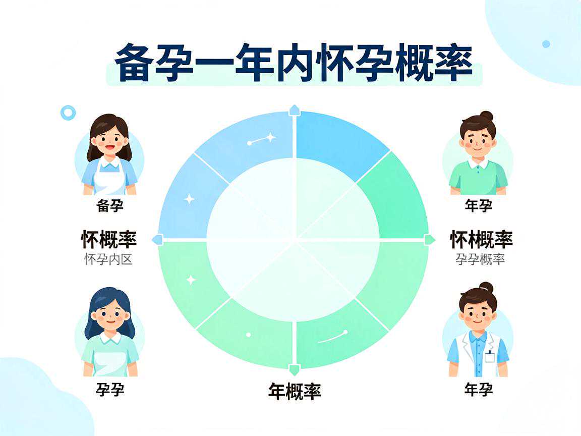 备孕一年内怀孕概率与年龄关系示意图
