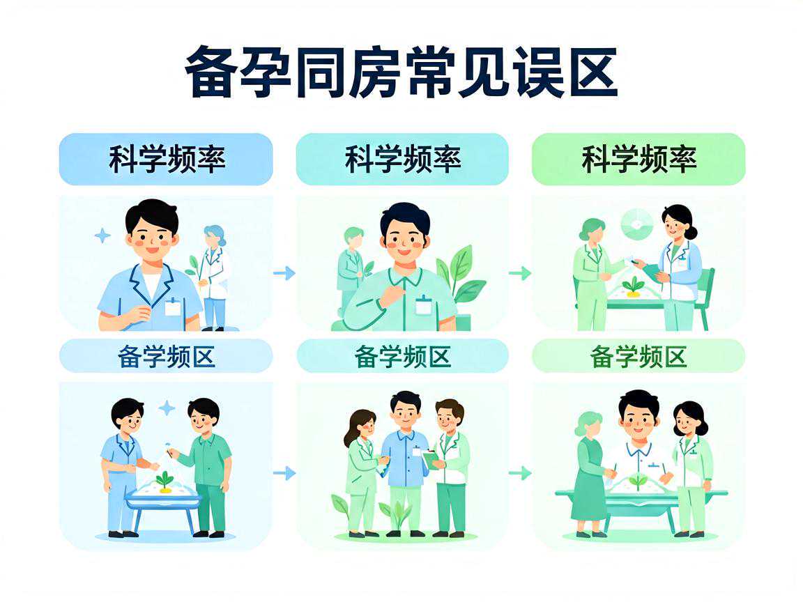 备孕同房常见误区与科学频率对照示意图