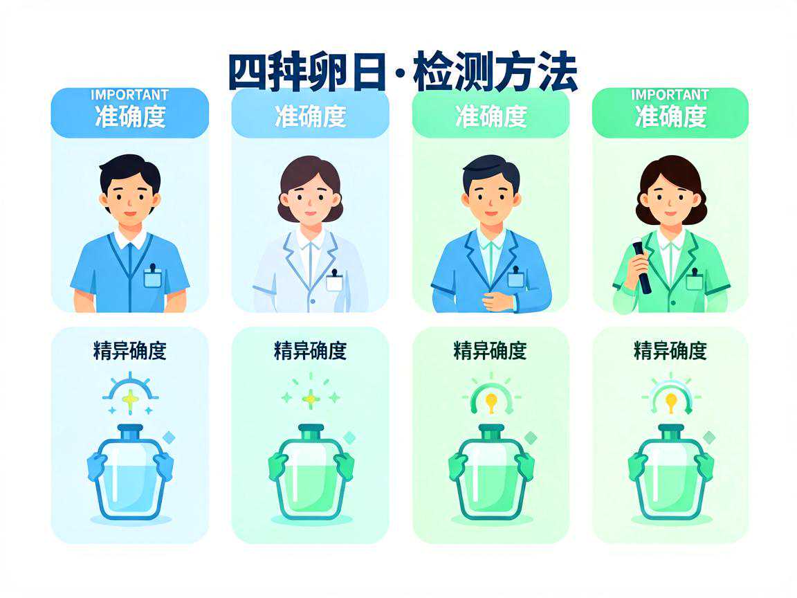 四种排卵日检测方法对比与准确度示意图