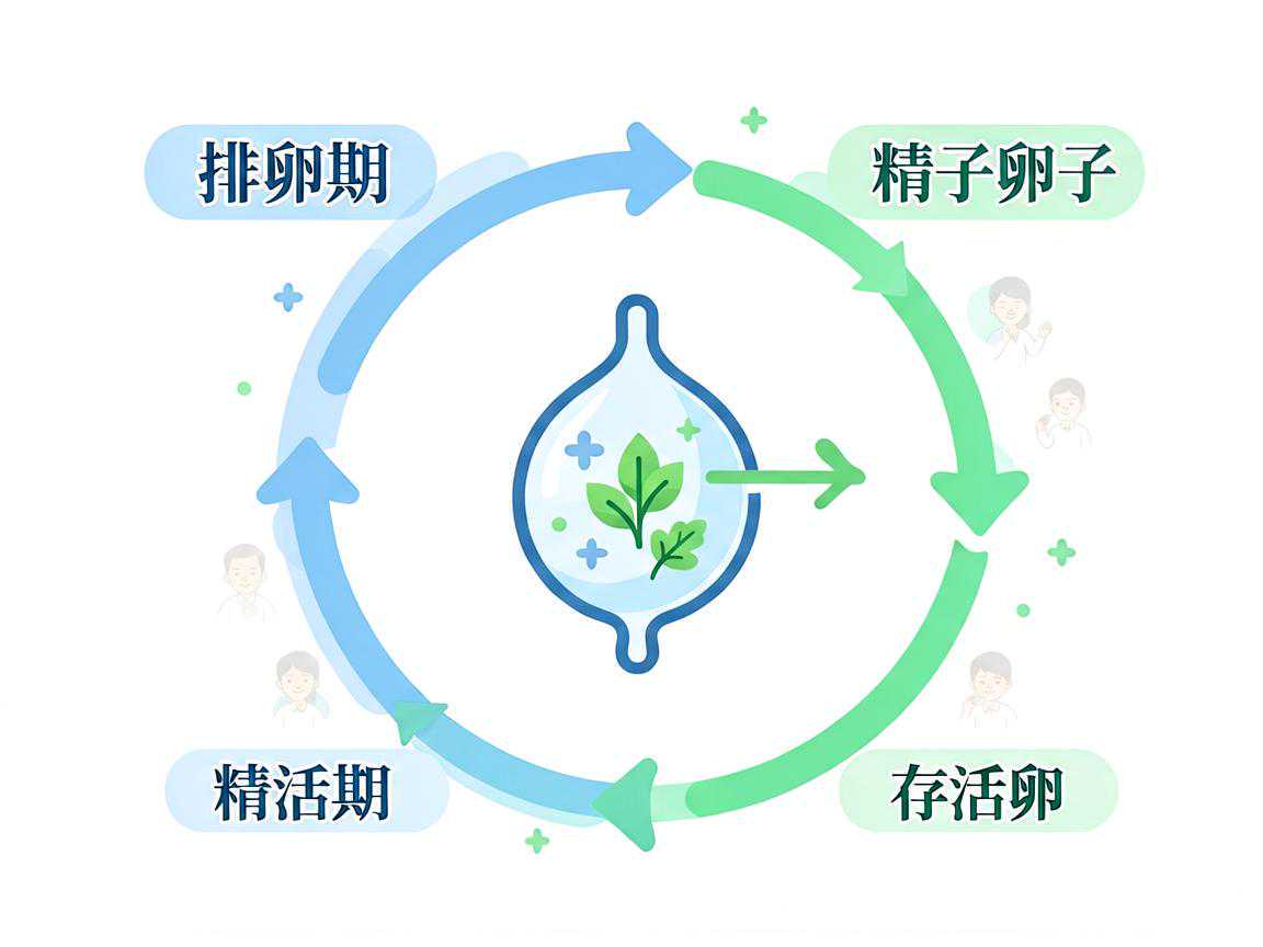 排卵期与精子卵子存活时间示意图