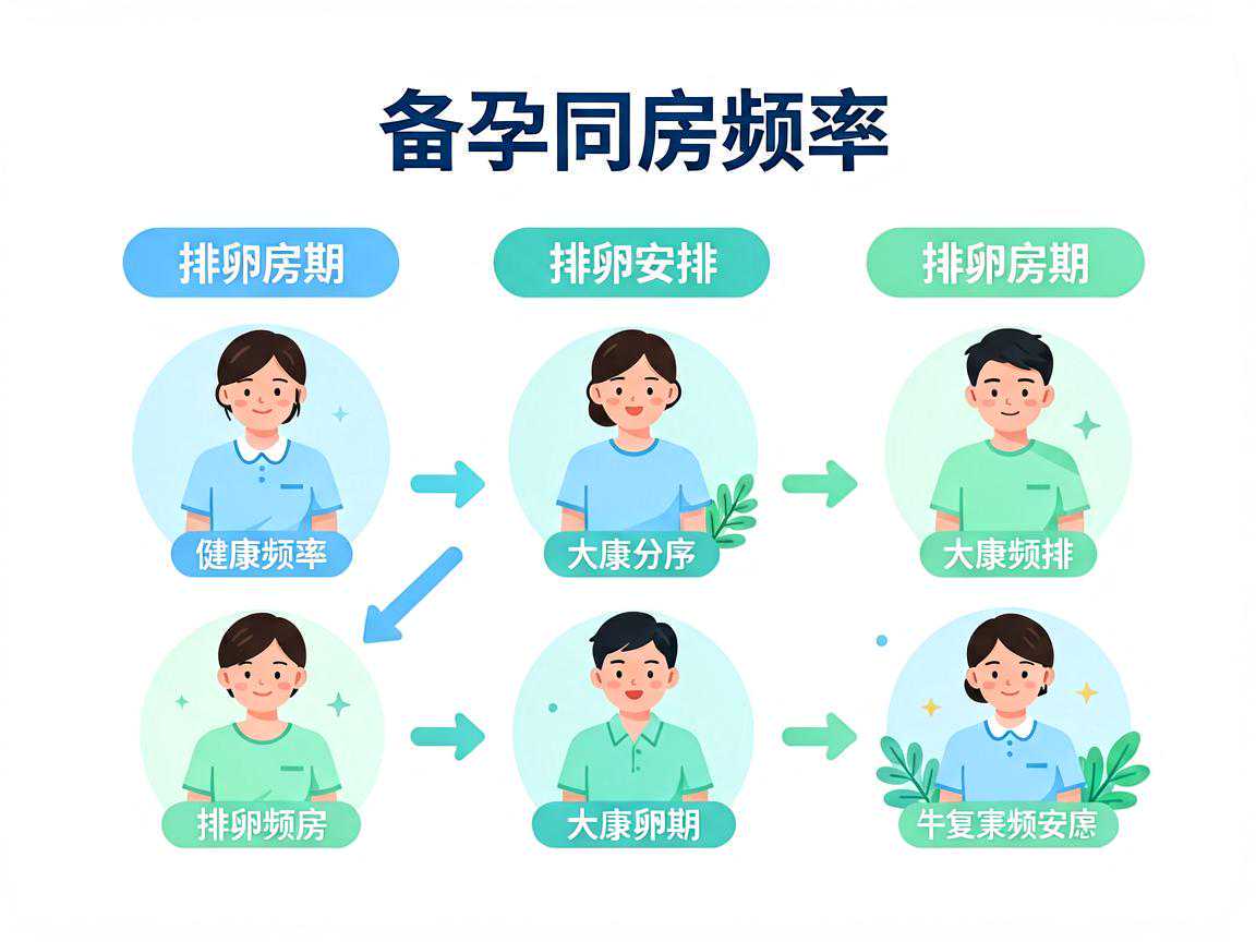 备孕同房频率与排卵期时间安排示意图