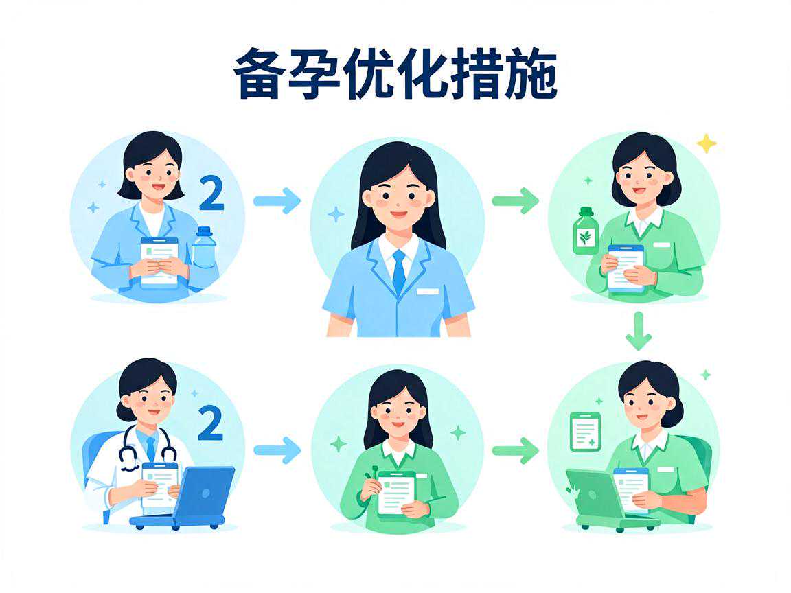 备孕优化措施与就医时机示意图