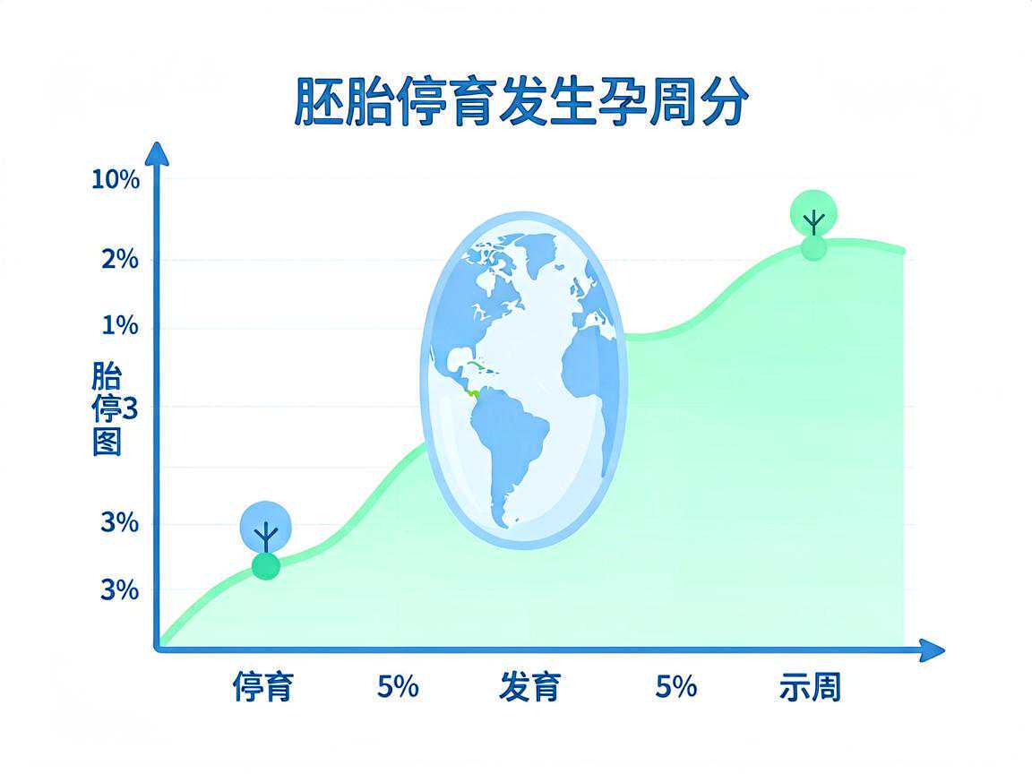 胚胎停育发生孕周分布示意图
