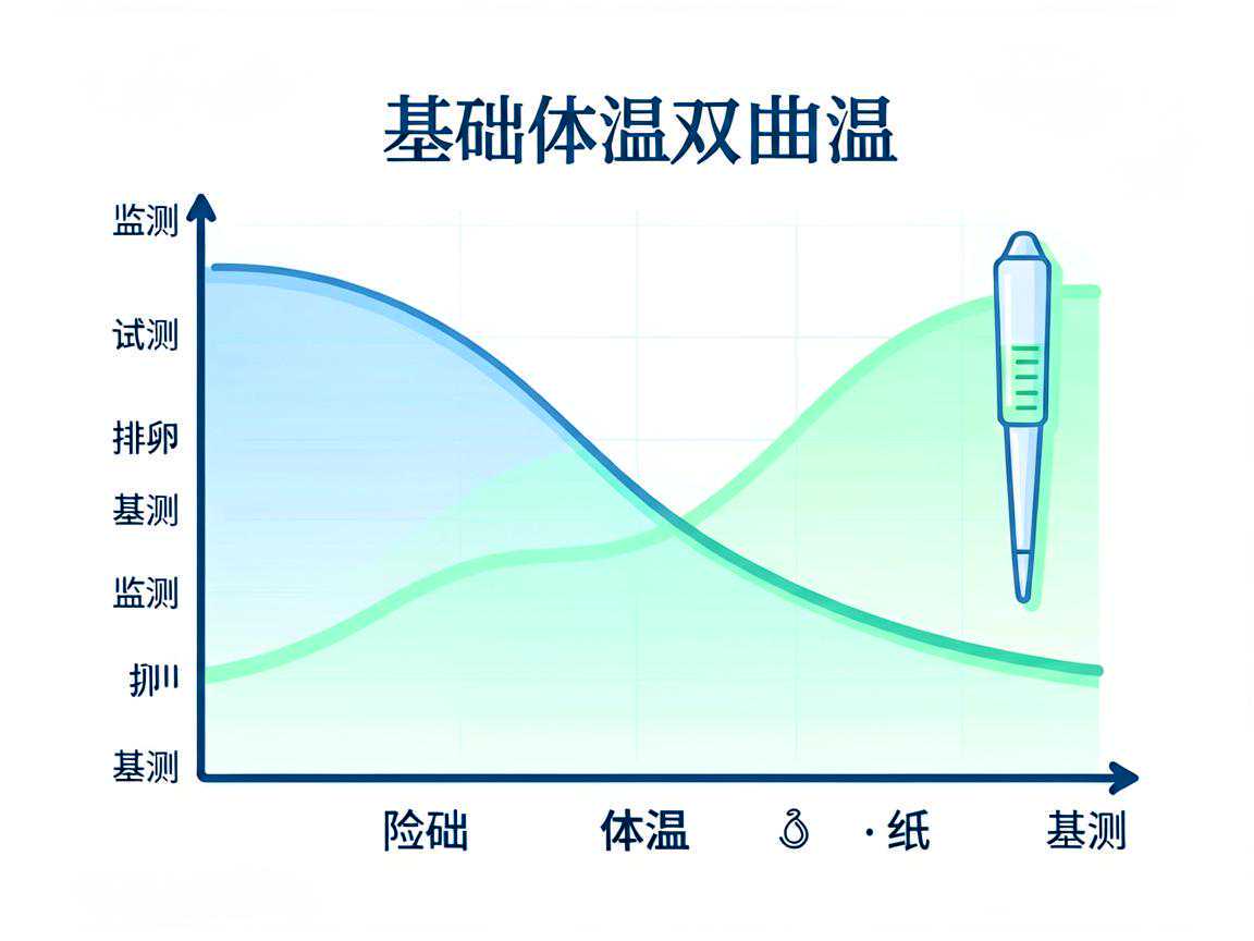 基础体温双相曲线与排卵试纸监测示意