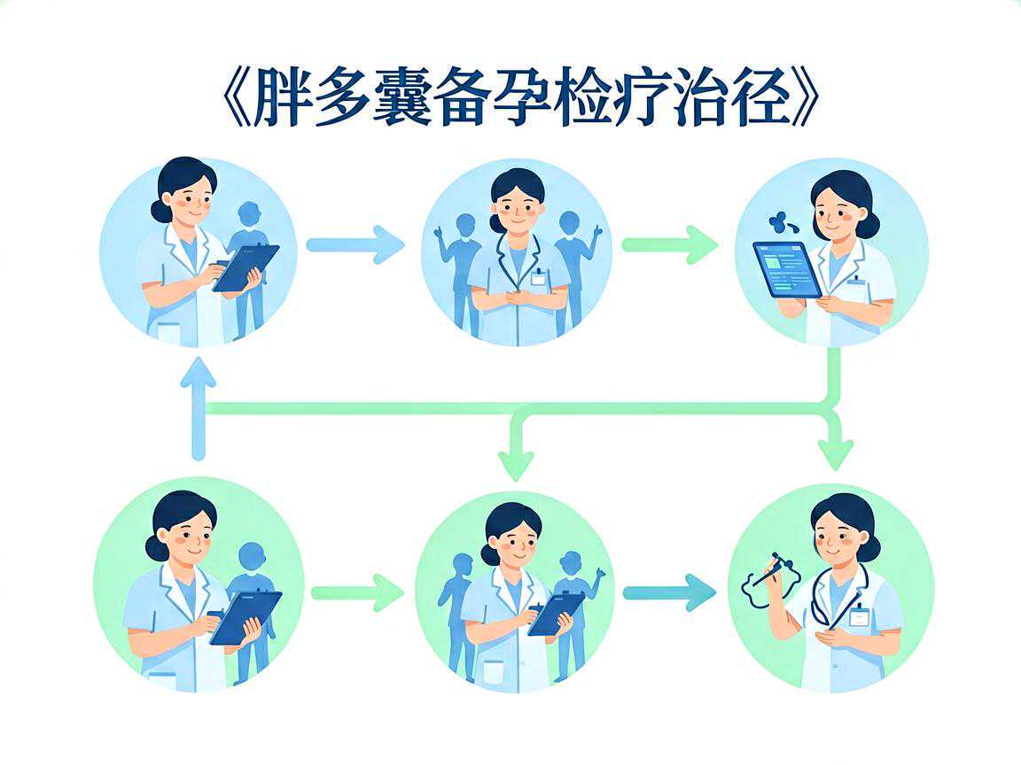 胖多囊备孕检查与治疗路径示意图