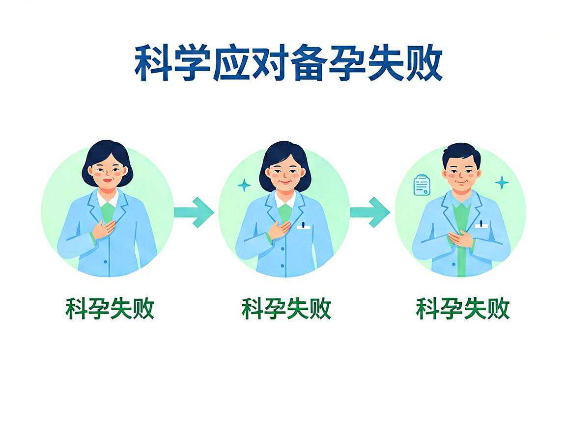 科学应对备孕失败的三步流程示意图