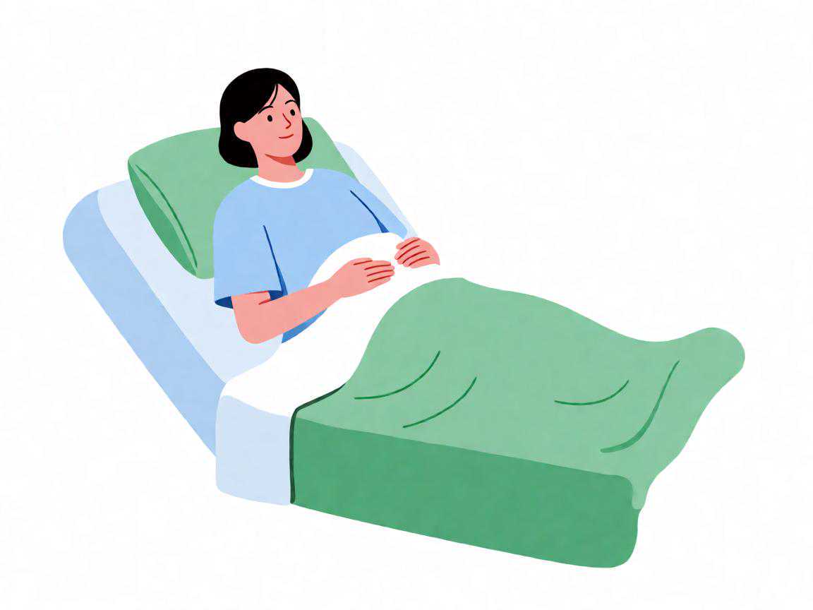 剖腹产后半卧位姿势与顺时针腹部按摩手法示意图