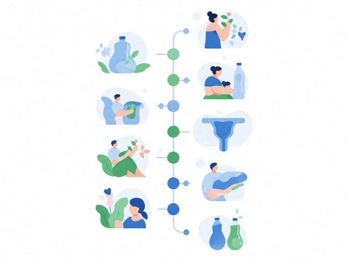 产褥期子宫复旧与恶露变化时间线示意图