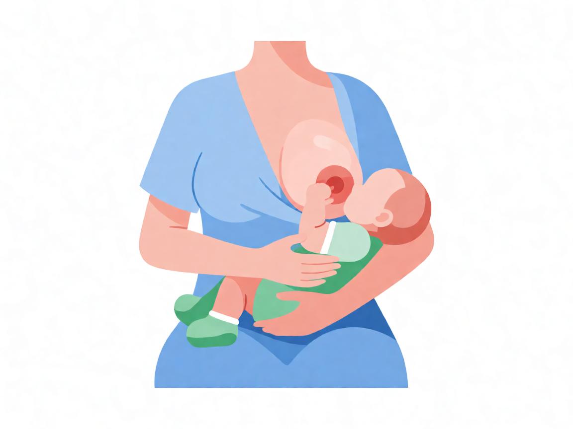 哺乳姿势下巴对准硬块方向示意图