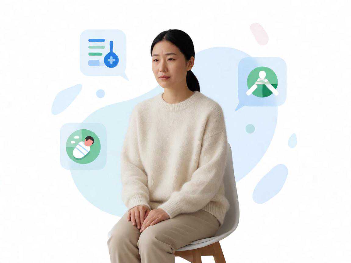 产后妈妈面对育儿挫折产生自我怀疑的心理示意