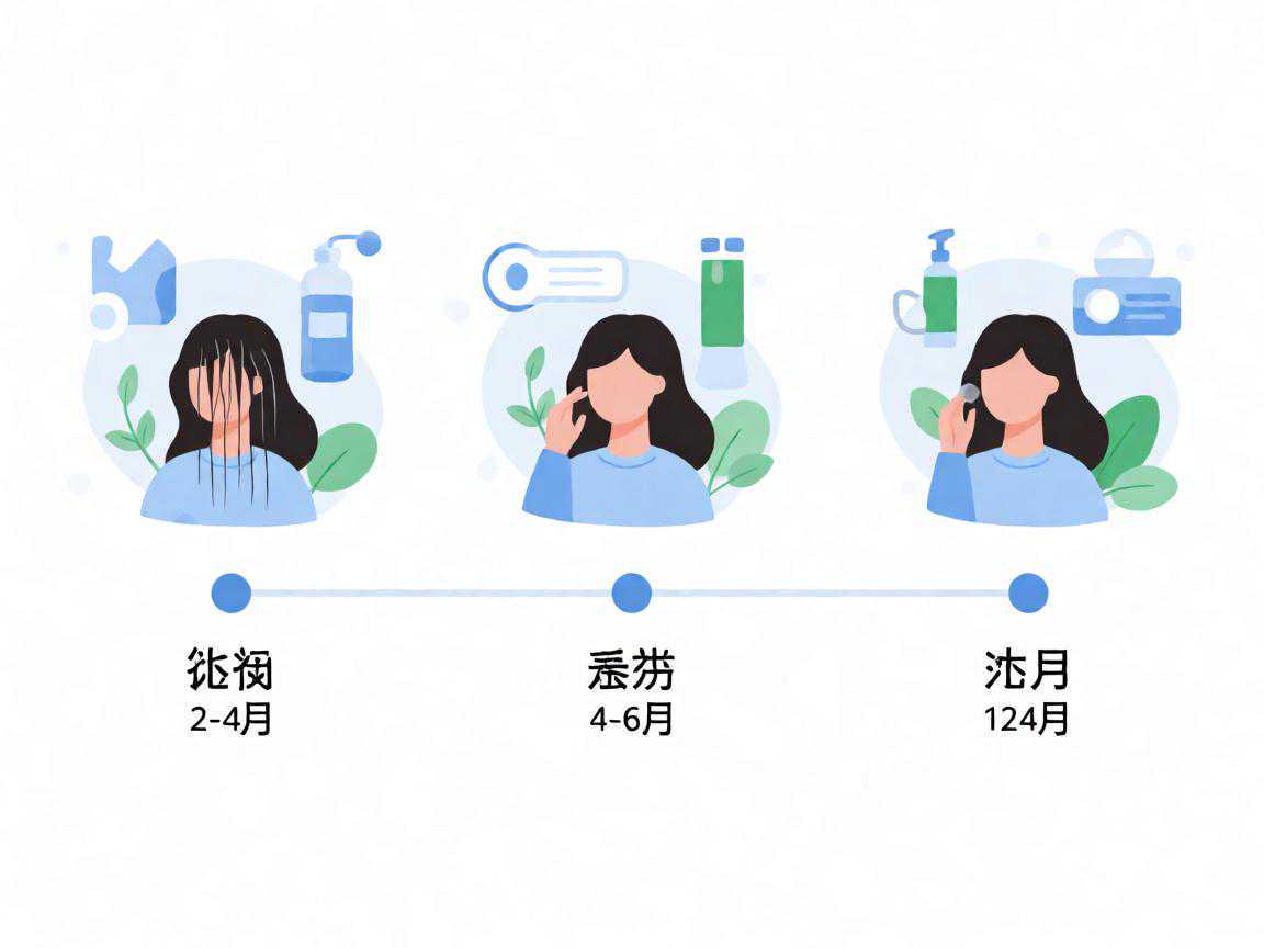 产后脱发时间线:2-4个月开始,4-6个月高峰,12个月恢复