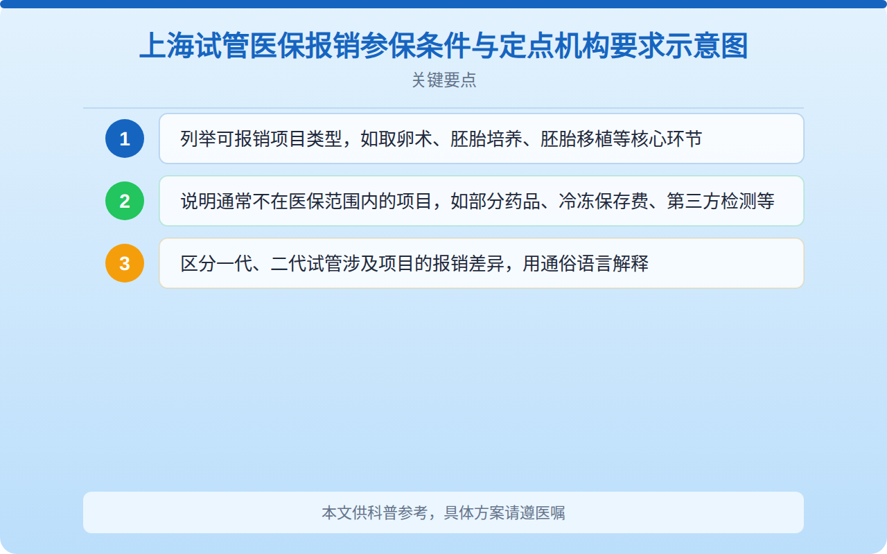 上海试管医保报销参保条件与定点机构要求示意图