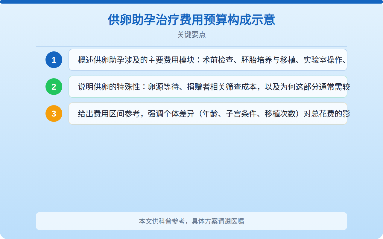 供卵助孕治疗费用预算构成示意