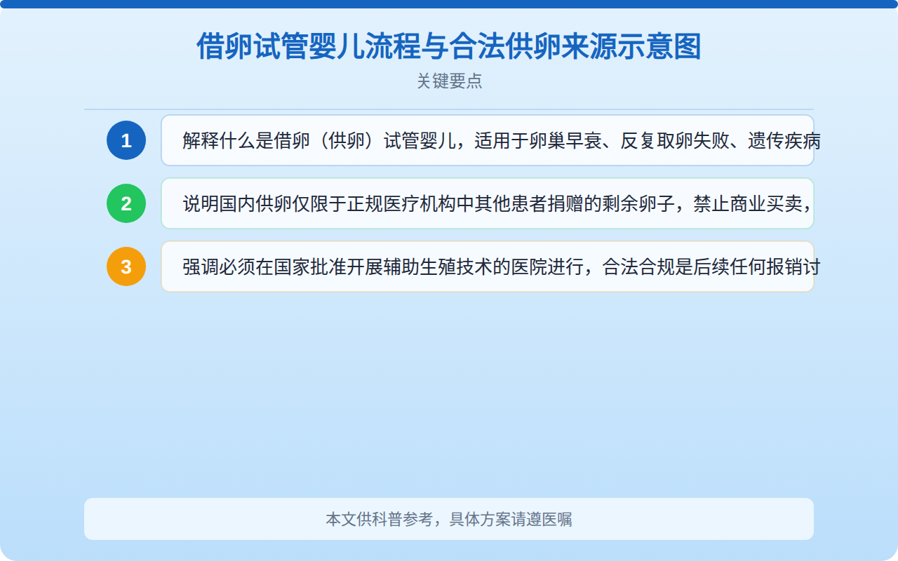 借卵试管婴儿流程与合法供卵来源示意图