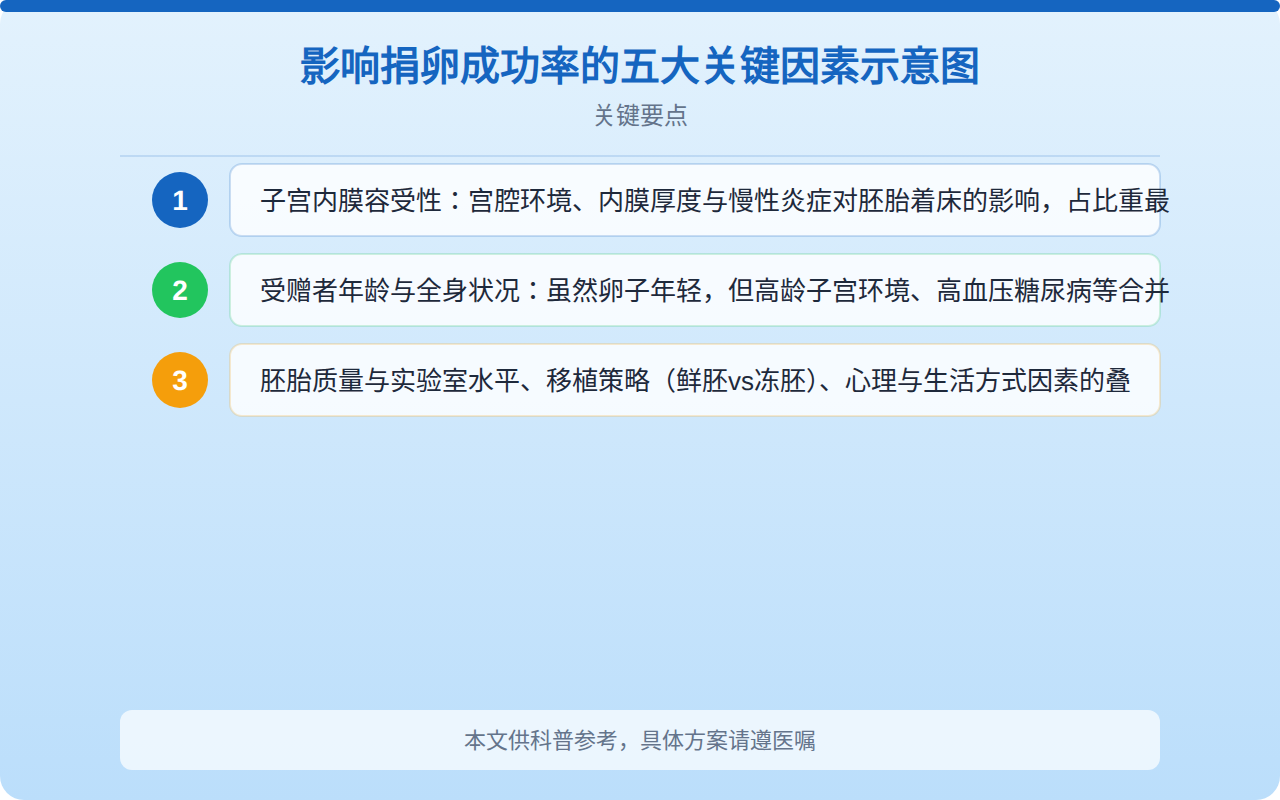 影响捐卵成功率的五大关键因素示意图