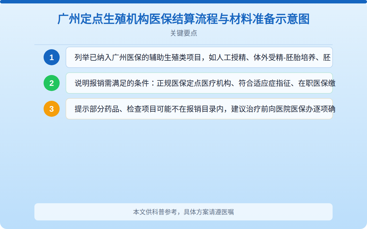 广州定点生殖机构医保结算流程与材料准备示意图