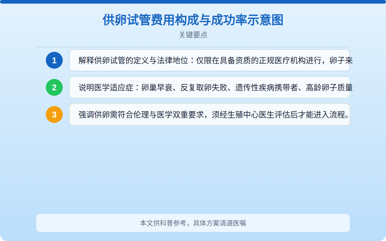 供卵试管费用构成与成功率示意图