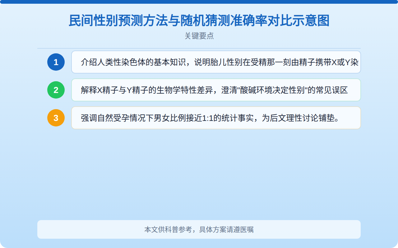 民间性别预测方法与随机猜测准确率对比示意图