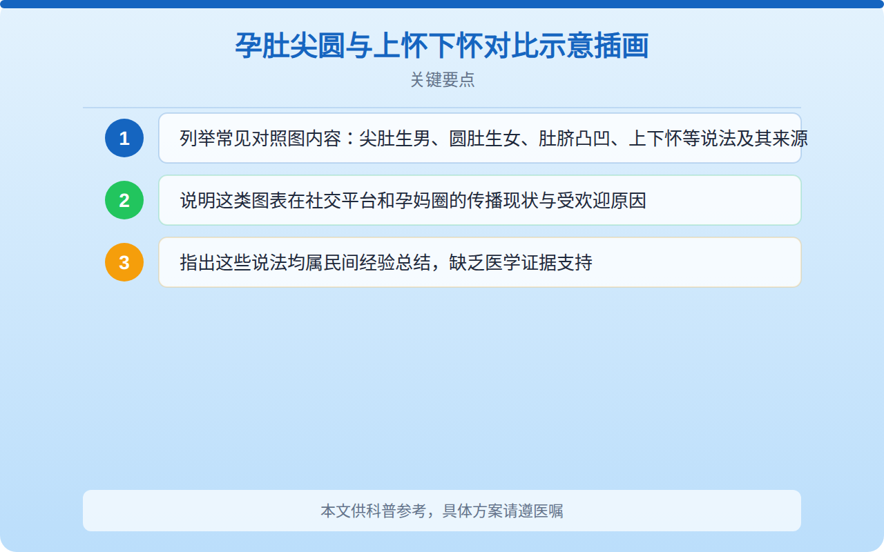 孕肚尖圆与上怀下怀对比示意插画