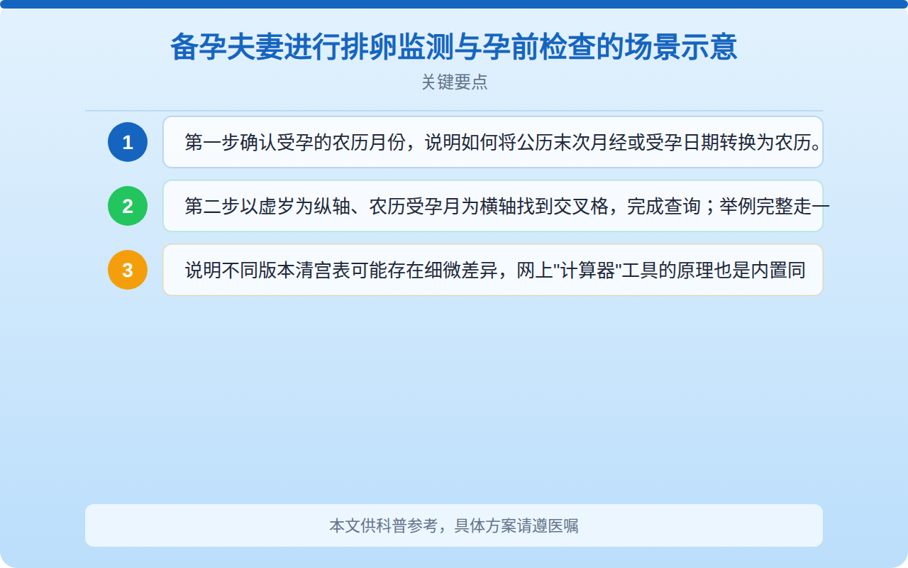 备孕夫妻进行排卵监测与孕前检查的场景示意