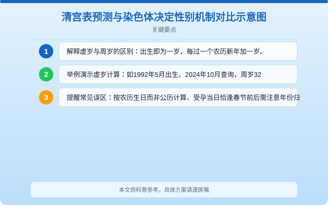 清宫表预测与染色体决定性别机制对比示意图