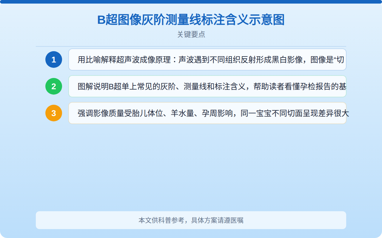 B超图像灰阶测量线标注含义示意图