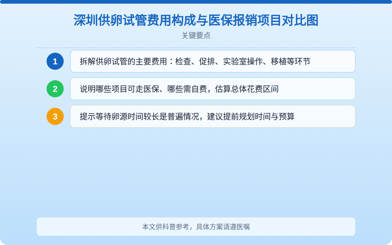 深圳供卵试管费用构成与医保报销项目对比图