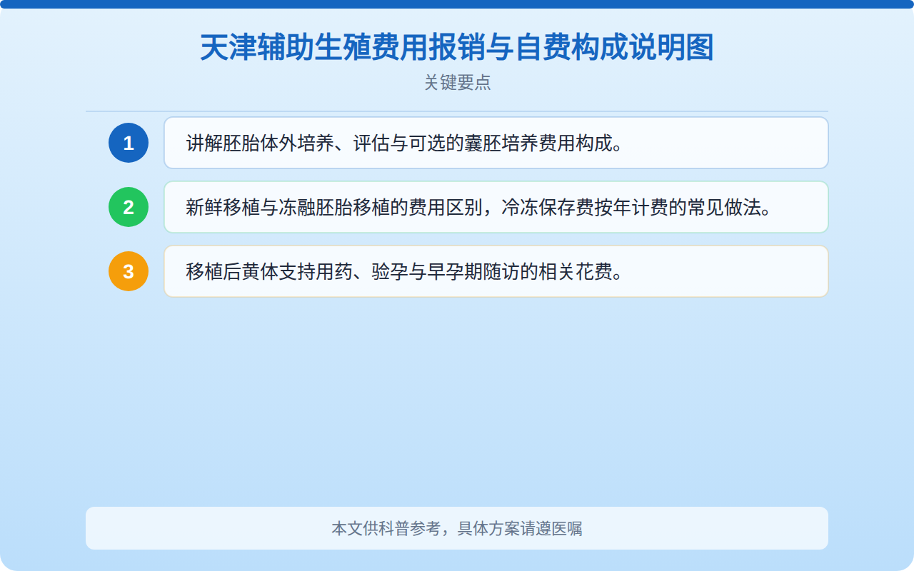 天津辅助生殖费用报销与自费构成说明图