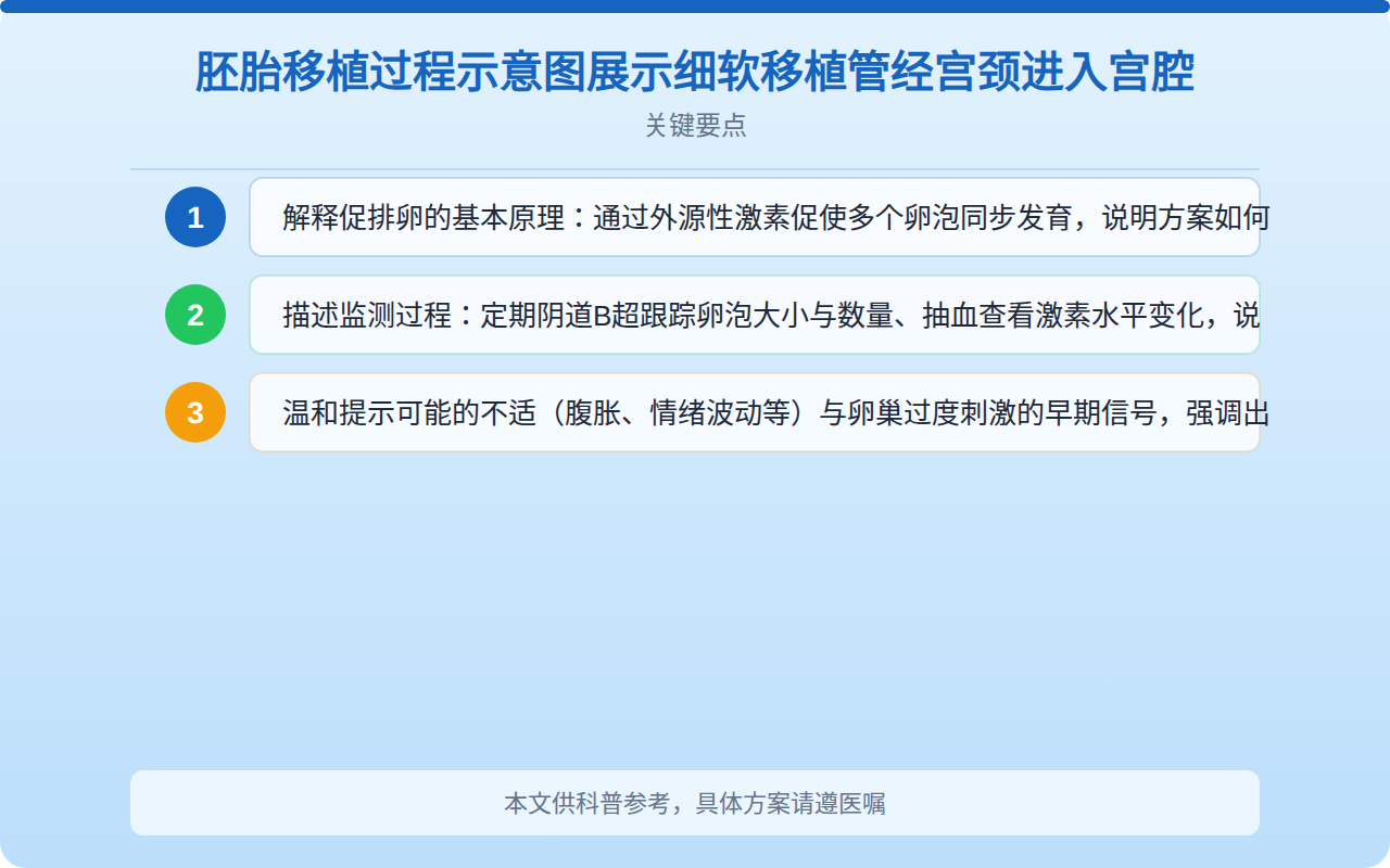 胚胎移植过程示意图展示细软移植管经宫颈进入宫腔